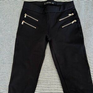 ZARA BASIC Black Zip Detail Legging Pants – Size Small